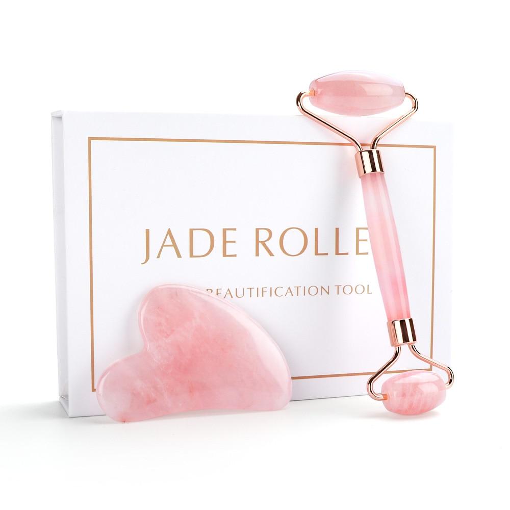 Ensemble rouleau de jade diamant et gua sha